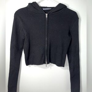 Brandy Melville black zip up hoodie cropped